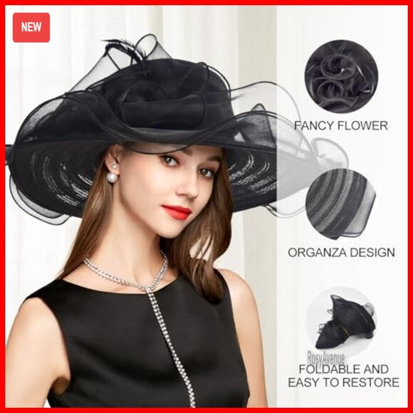 Women\'s Derby Hat with Organza Veil, UV Protection, Adjustable Headband main image 4